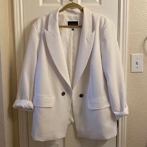 Eloquii long relaxed white blazer size 24